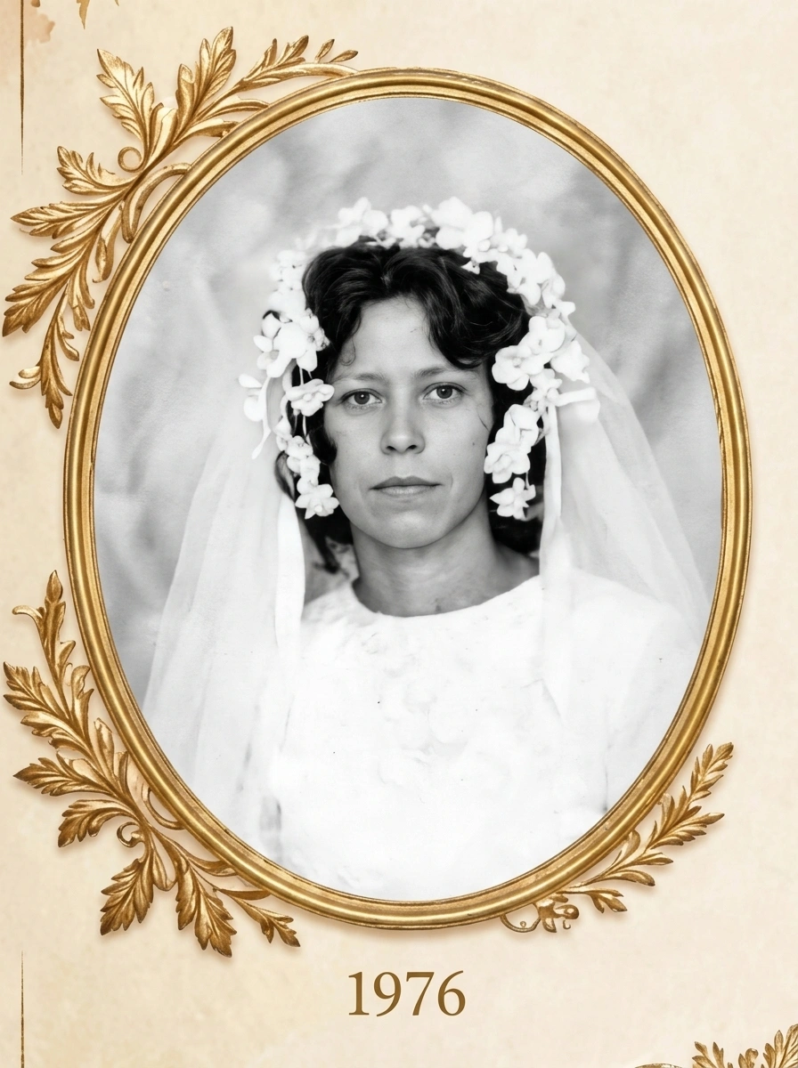 Neusa Ferreira no casamento em 1976